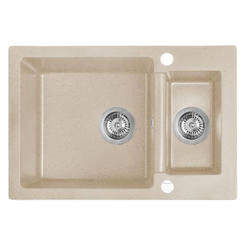 Polymer granite sink with automatic siphon, beige 44 x 65 x 17 cm, 16340