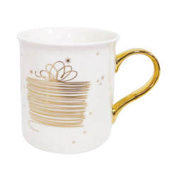 Фарфоровая чашка для горячих напитков с золотой ручкой Golden Christmas 250 мл