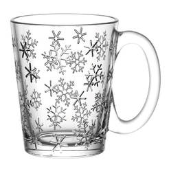 Glass cup for hot drinks Leon 300 ml, decor snowflakes