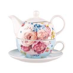 Tea set - cup and teapot, porcelain Scarlett blue