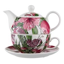 Tea set - porcelain cup with teapot Hibiscus