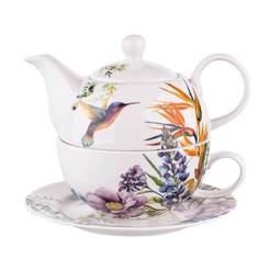 Tea set - porcelain cup with teapot Paradise bird
