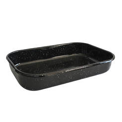 Rectangular baking tray enameled 40 x 7 cm deep black