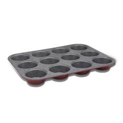 Muffin tin with non-stick coating 12 pcs., 35.2 x 26.8 x 3 cm, red-black