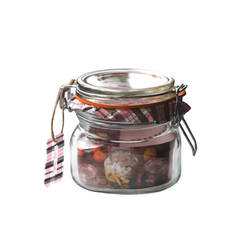 Glass jar for spices with clip 500ml square