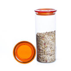Glass jar for spices and dry food 1.4 l with plastic lid