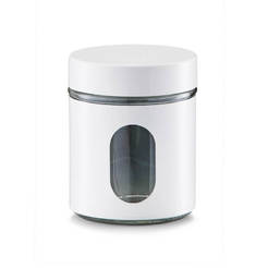 Glass storage jar white 600ml Ф10.2 x 12.5cm