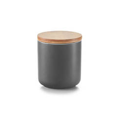 Ceramic storage jar black 200ml, bamboo lid