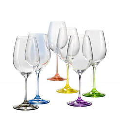 Set of wine glasses Crystalex Rainbow 350ml, 6 pieces