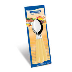 Set of picnic spoons 3 pcs. 18.5cm stainless steel / beige plastic handle New Kolor