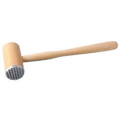 Wooden hammer for meat 32 cm, with metal tips