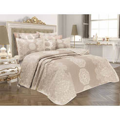 Роскошный спальный гарнитур - одеяло 240 x 260 см с 2 покрывалами 50 x 70 см ONELLA бежевое
