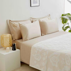 Towel blanket for bedroom 150 x 220 cm 100% cotton, 420 g / sq.m. beige-white Nature