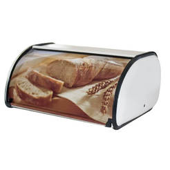 Metal bread box 43.5 x 27.5 x 18.5 cm, with decor