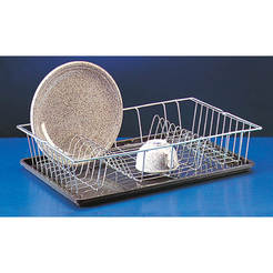 Сушилка для посуды 48 x 30 см, нержавеющая сталь, с пластиковым лотком