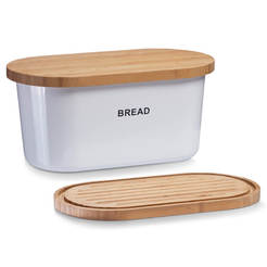 Bread box 39 x 23 x 18.5 cm melamine and bamboo