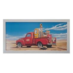 Picture 40 x 77 cm with MDF frame, Red truck