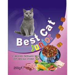Корм для кошек BEST CAT 200гр молодой цыпленок, гранулы