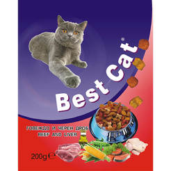 Cat food BEST CAT 200g beef and liver, granules