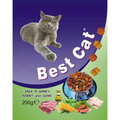 Cat food BEST CAT 200g rabbit and game, pellets