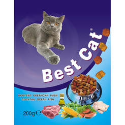 Корм для кошек BEST CAT 200гр коктейль океанская рыба, гранулы