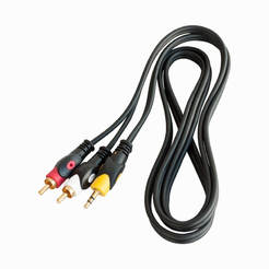 Stereo cable with two cinch and 3.5mm jack, 1.5m, black, HQ
