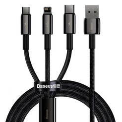 Cable Type-C/iPhone/micro USB 1.5m/3.5A/ black