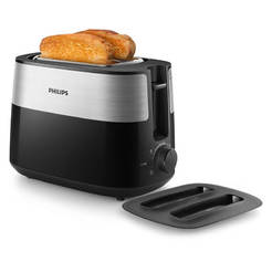 Toaster for 2 slices 830W, 8 levels, inox/black HD2517/90