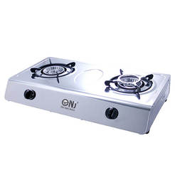 Gas stove NJ-200SD, double, 2x4kW, protection, piezo crystal, cast iron coffee holders
