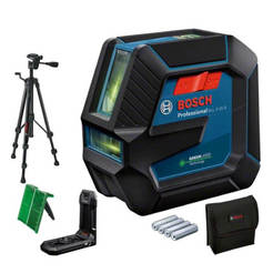 Laser level GLL 2-15 G - 15m, green laser, cross lines ±0.3mm/m, IP64, with tripod and stand