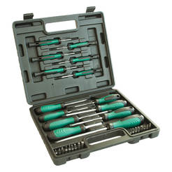 Set of professional screwdrivers with magnetic tips and bits 32 pieces TROY