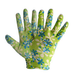 Garden gloves with elastic cuff half-dipped in latex