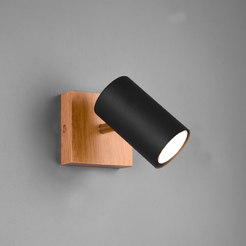Spot single 1xGU10 Marley black mat/wood - luminaire with directional light 812400132 TRIO