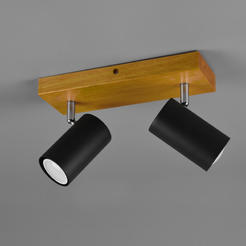 Spot double 2xGU10 Marley black mat/wood - lighting fixture with directional light 812400232 TRIO