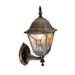 Garden lantern 35.5 cm up 1xE27 60W IP44 gold patina and colored glass