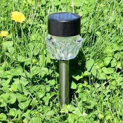 Solar LED lamp 300mAh RGB HT9550 stainless steel and glass