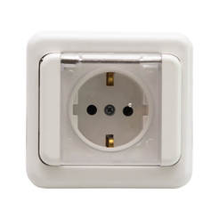 Single electrical contact with built-in cover 16A IP43