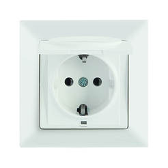 Single socket 16A white with cover CANDELA MUTLUSAN