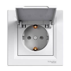 Single electrical socket with cover 16A white ASFORA