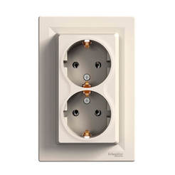 Double electric socket for concealed installation 16A ASFORA cream
