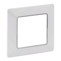 Одинарная декоративная рамка-модуль для выключателей и розеток Белый-Хром VALENA LIFE LEGRAND