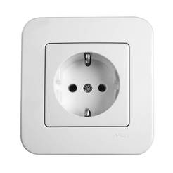 Single electrical outlet white 16A - Rollina