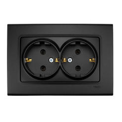Double electrical outlet 16A Linnera Life black