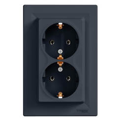 Double electrical outlet 16A Asfora anthracite