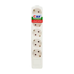 White power strip with 5 sockets 16A, without cable