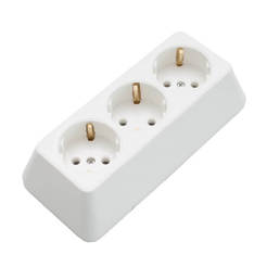 Power strip with 3 sockets without cable, white trapezoid