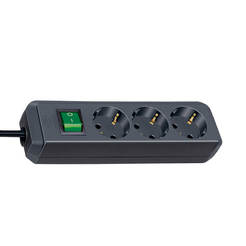 Power strip with 3 sockets and power switch 16A 1.5m cable black ECO