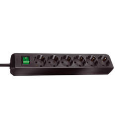 Power strip with 6 sockets and power switch 16A 1.5m cable black ECO