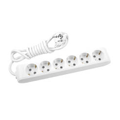 Power strip with 6 sockets, 6 x 16A, 5m cable X-TENDIA white