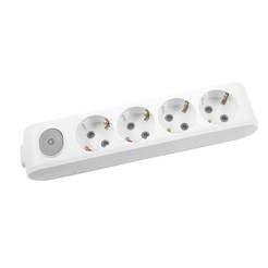 Power strip with socket, 4 sockets, without cable X-TENDIA white